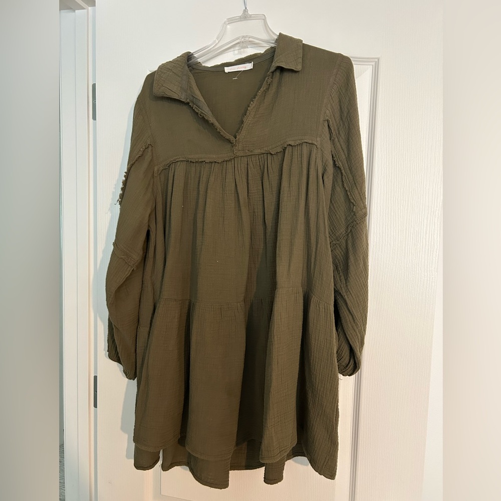 Olive Green Long Sleeve Tunic Top